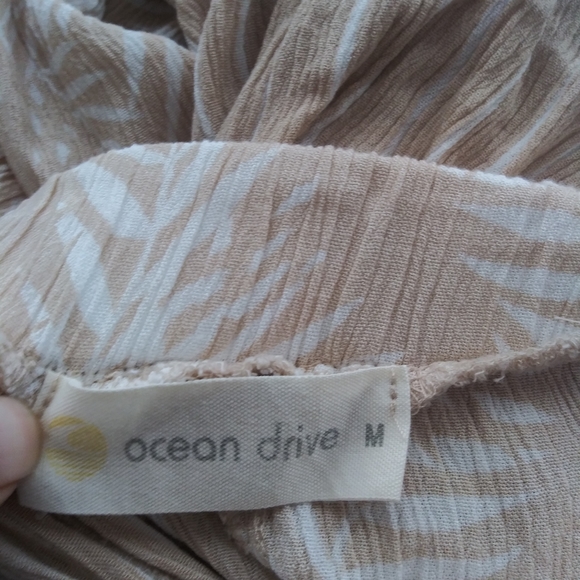 Ocean Drive Cream Tan Multi Print Boho Wide Leg Pull On Pants Size M - Picture 6 of 7